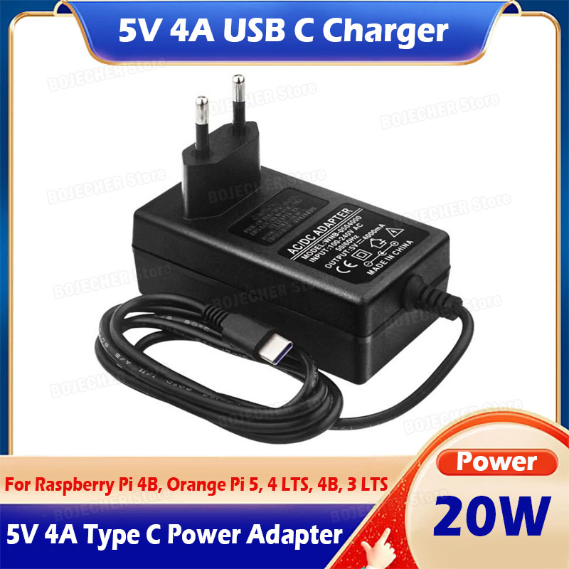 라즈베리 파이 4B용 5V 4A USB C 충전기, 오 - Banana Pi Bpi-M5 리뷰 및 가격